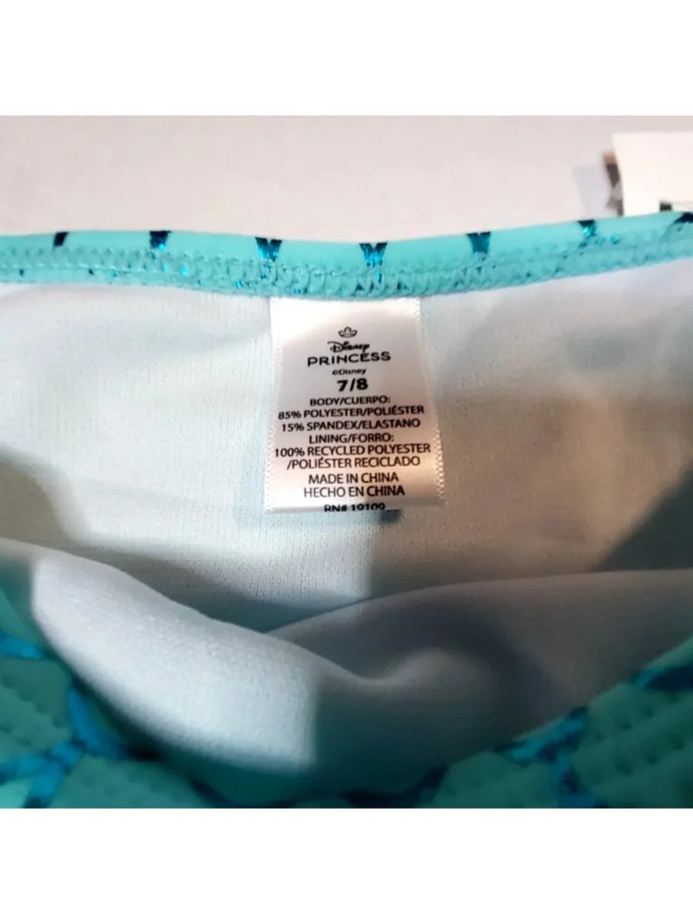 Disney Princess Girls 3-Piece Mermaid Swimsuit Set With Skirt Pink & Aqua Sz 7/8